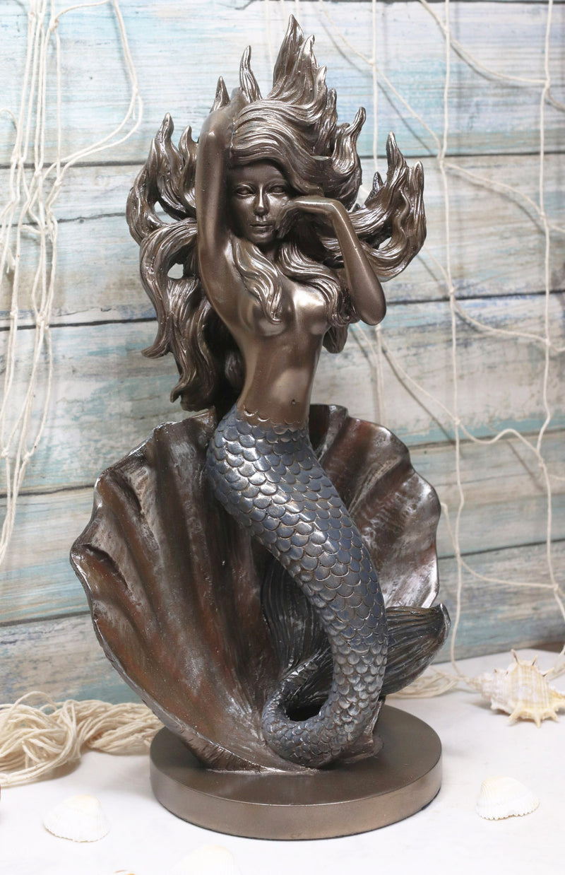 Ebros Gift Large Giant Pearl Shell Goddess Mermaid Awakening Figurine 11.75" H