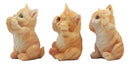 Three Wise Kittens See Hear Speak No Evil Tabby Cats Statue Set Animal Decor