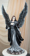 Ebros Gothic Black Shadow Winged Angel Goddess W/ Raven Figurine Death Gallows