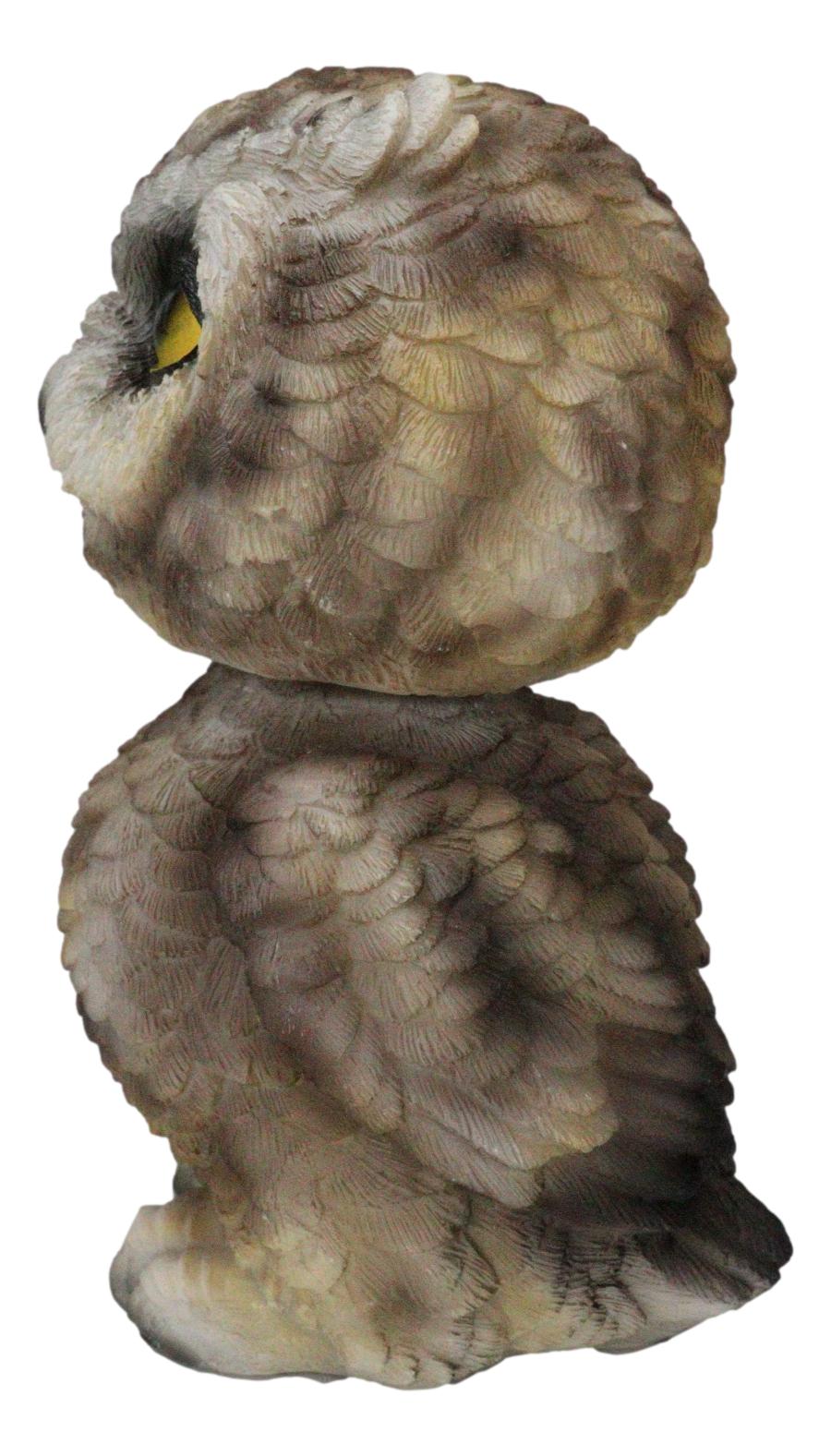 Adorable Chibi Brown Great Horned Owl Standing Bobblehead Figurine Bird Decor