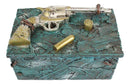 Ebros Westerm Rustic Cowboy Revolver Pistol Gun And Bullets Decorative Box Figurine