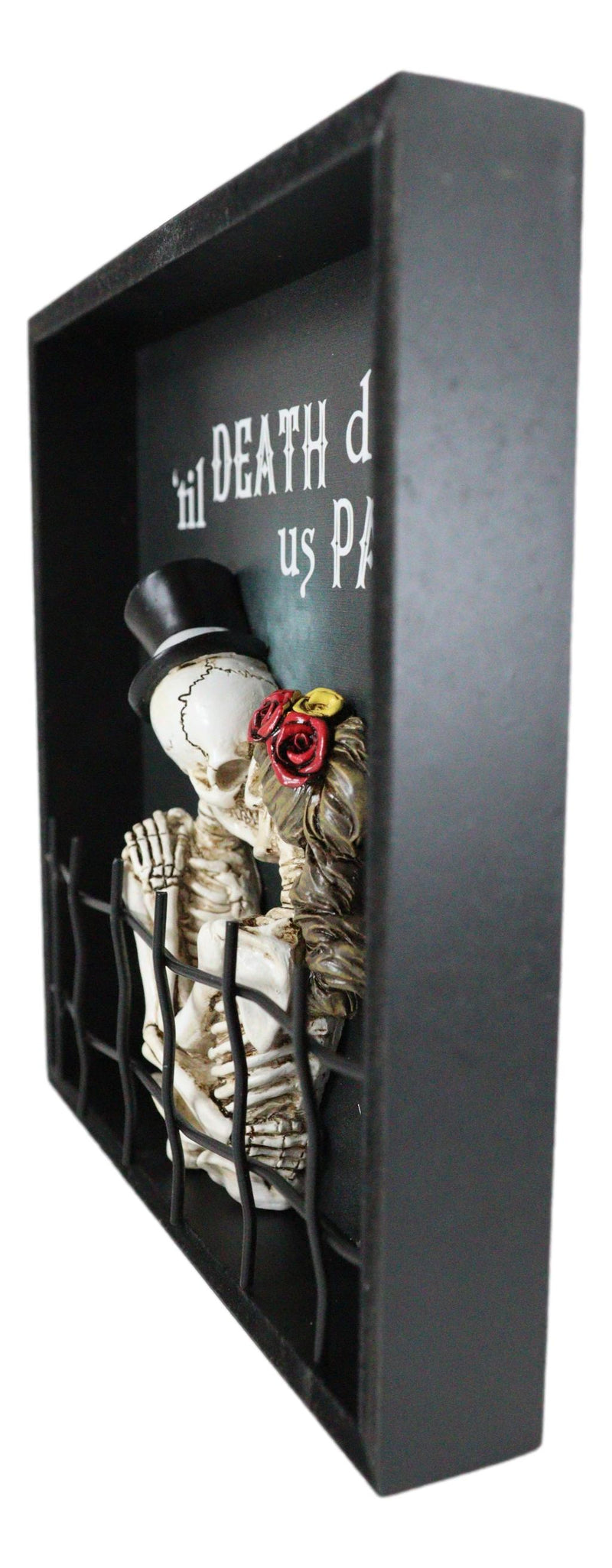 Till Death Do Us Part Skeleton Bride and Groom Kissing Wall Decor Picture Frame
