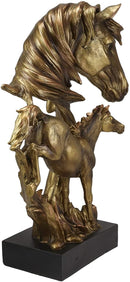 Ebros Large 15" H Wild Stallion Horse Bust Statue On Museum Style Pedestal Base