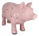 Large Ceramic Rustic Country Farmhouse Pink Pig Pork Butcher Chart Figurine