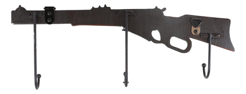Rustic Western Country Hunter Vertical Barreled Shotgun 3-Peg Wall Hooks Plaque