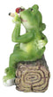 Party At My Pad Drinking Smoking Frog Couple On Forest Tree Log Bench Figurine
