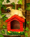 Ebros Whimsical Teacup Pug On Kennel Or Birdhouse Bird Feeder Hanging Figurine