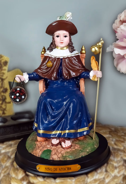 Roman Catholic Santo Nino De Holy Infant of Atocha Seated On Throne Statue Decor - Ebros Gift