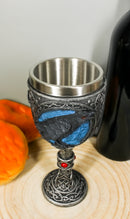 Ebros Moonlight Raven Crow With Celtic Tribal Tattoo Wine Goblet Chalice 7.25"H