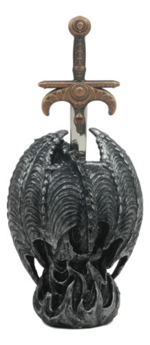 Mythical Winged Dragon On Skull Base With Blade Of Ragnarok Letter Opener Figure