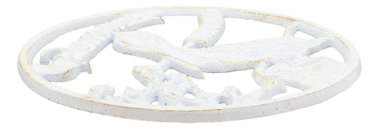 Ebros Rustic Southwestern Marine Paradise White Pelican Bird Cast Iron Trivet Nautical - Ebros Gift