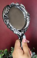 Wicca Macabre Gothic Vampire Bats Crescent Moon Crater Skull Hand Mirror Decor