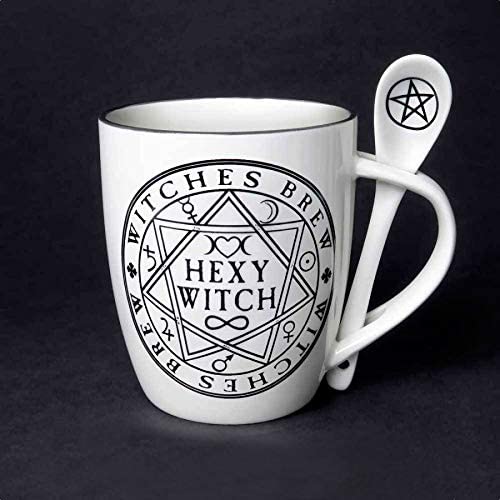 Witches Brew Hexy Witch Mug and Spoon by Alchemy England - Ebros Gift