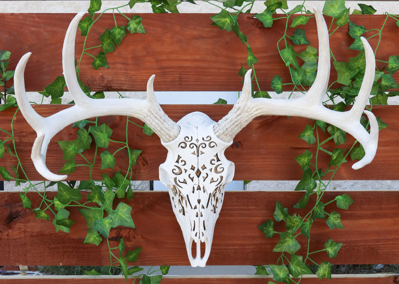 Ebros Large Filigree Buck Deer Head Skull Wall Decor Hanging Plaque 22" Wide - Ebros Gift