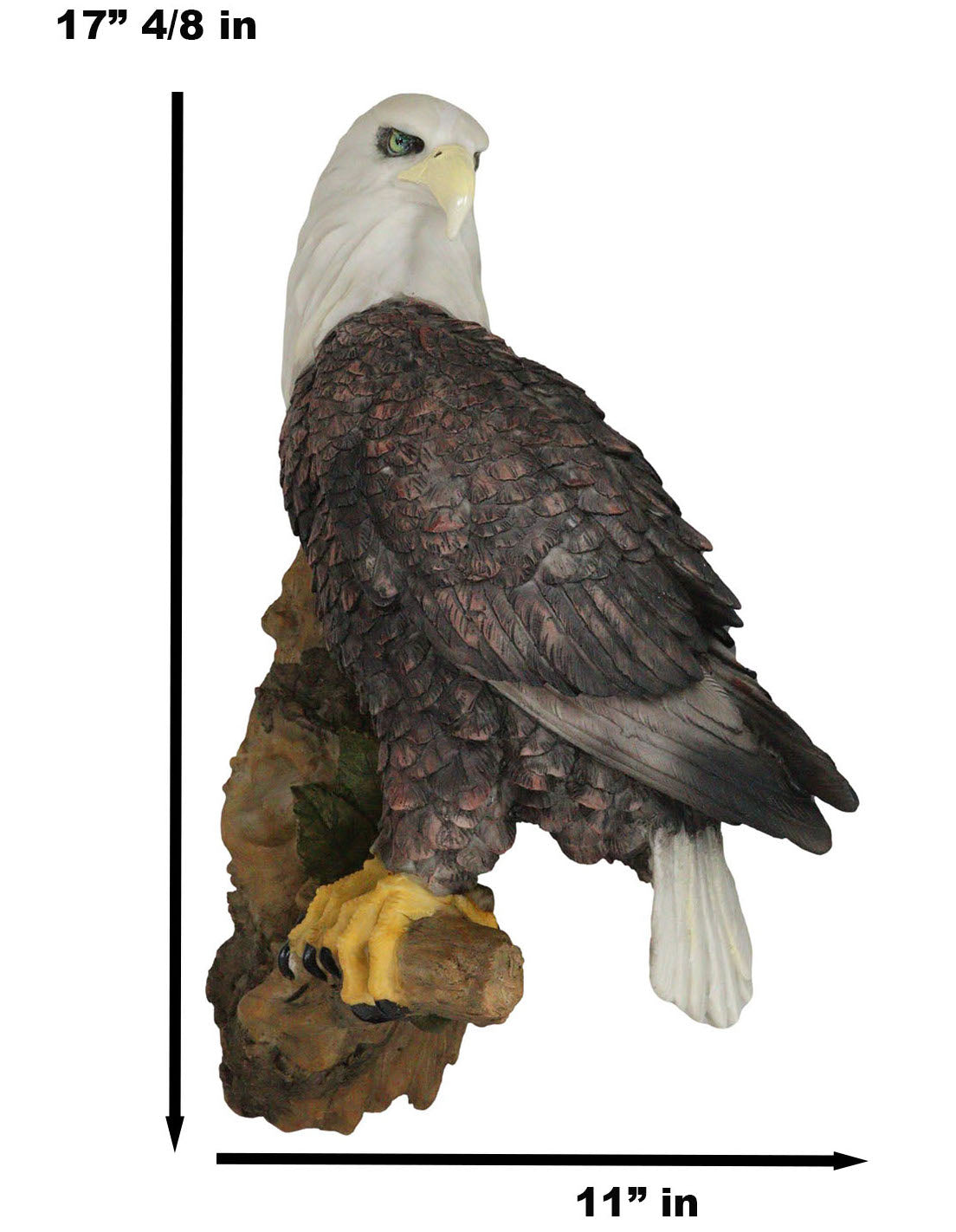 Large Mountain Grand Bald Eagle Perching On Tree Branch Wall Decor Plaque 17.5"H