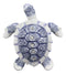 Ebros Terracotta Blue and White Feng Shui Celestial Sea Turtle Statue 6" Wide
