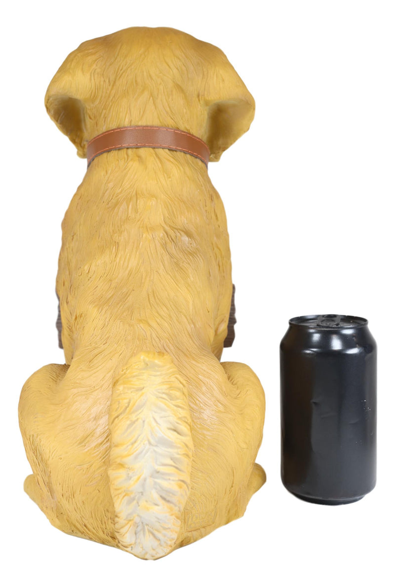 Ebros Large Golden Retriever Puppy  Decor Statue With Jingle Collar Greeting Sign