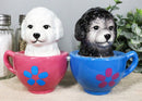 Aldorable Maltese Puppies in Tea Cup Salt and Pepper Shaker Set Cute Dog Puppy