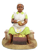 Ebros Vintage Black Americana History African American Girl Peeling Potato Statue 5"H