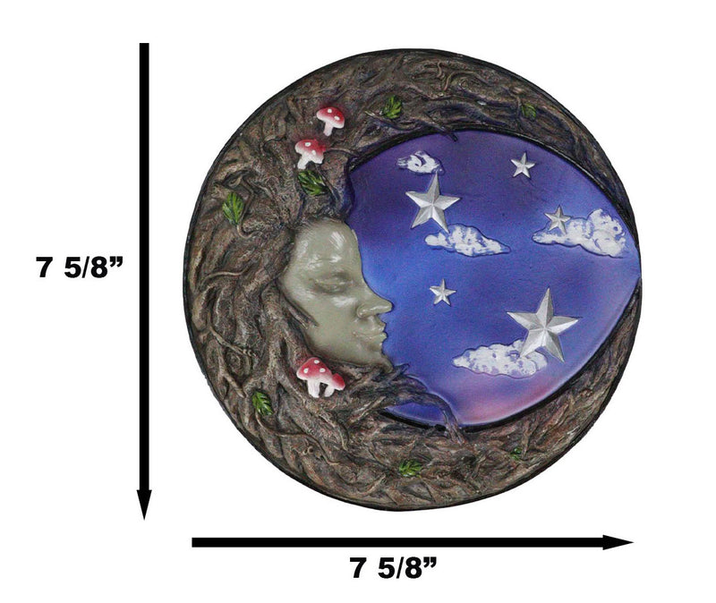 Wicca Tree Woman Greenman Ent Crescent Moon Starry Night Decorative Wall Plaque