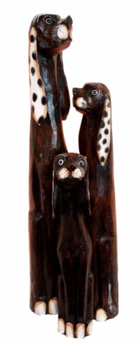 Balinese Wood Handicraft 3 Feet Large Polkadot Ears Canine Hound Dog Set