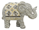 Ebros Feng Shui Silver and Gold Patterned Baby Calf Elephant with Trunk Up Statue 5.5" Long Vastu 3D Zen Elephants Figurine Symbol of Wisdom Fortune Success and Protection