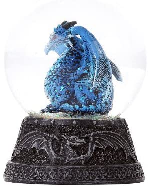 Blue Dragon Water Globe with Glitters 80mm Home Decor Gift Collectible 4.75"H