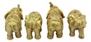 Thai Golden Elephant Feng Shui Figurine Set Of 4 Trunk Raised Elephants 3.5"Long