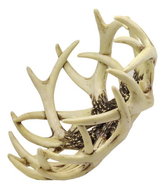 Ebros Large 12"Dia Rustic Hunters Entwined Stag Deer Antlers Rack Fruit Display Basket - Ebros Gift