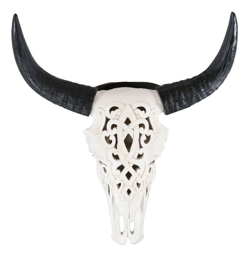 Southwest Great Plains Bison Ox Steer Bull Stencil Tooled Skull Wall Decor 19"H