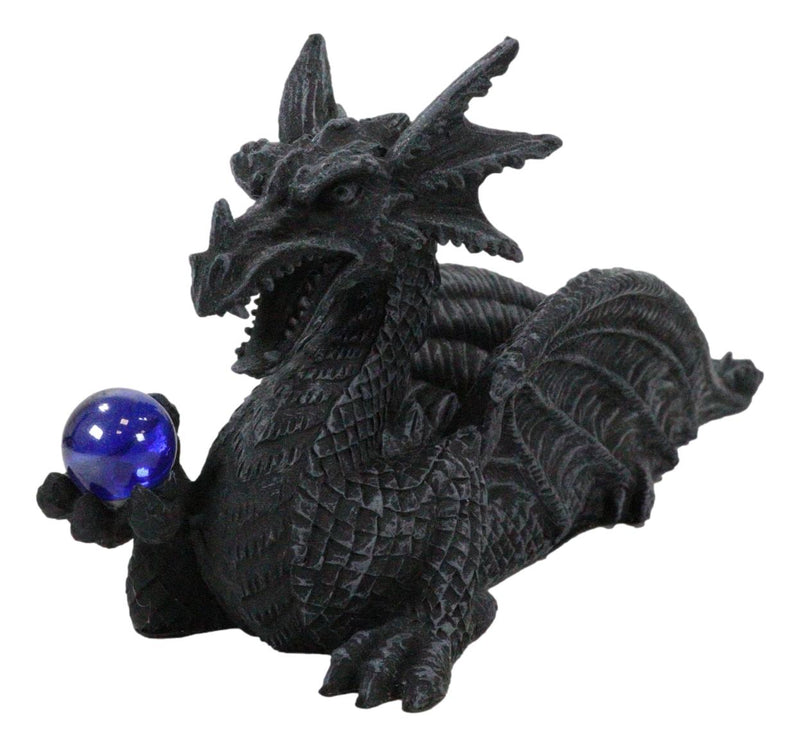 Leviathan Water Dragon Holding Blue Crystal Orb Incense Cone Holder Figurine