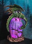 Greenman Vines Armored Dragon Guarding Color LED Lantern Acrylic Egg Figurine