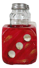 Casino Gambler Red And White Distressed Double Dice Salt Pepper Shakers Holder