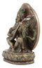 Hindu Goddess Saraswati Playing A Veena Seated On Lotus Throne Statue 6"Tall