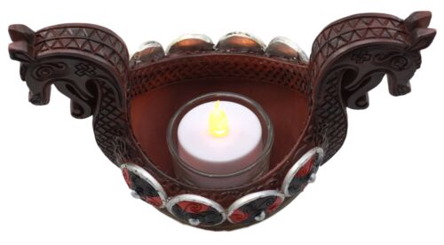Ancient Viking Longship Candle Holder Figurine Nordic Viking Age Tea Light Decor