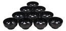 Ebros Japanese Contemporary Black Lacquer Ridged Bowls Made In Japan Set of 10