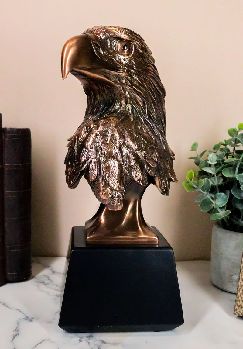 Majestic Royal Bald Eagle Head Bust Taxidermy Electroplated Figurine With Base