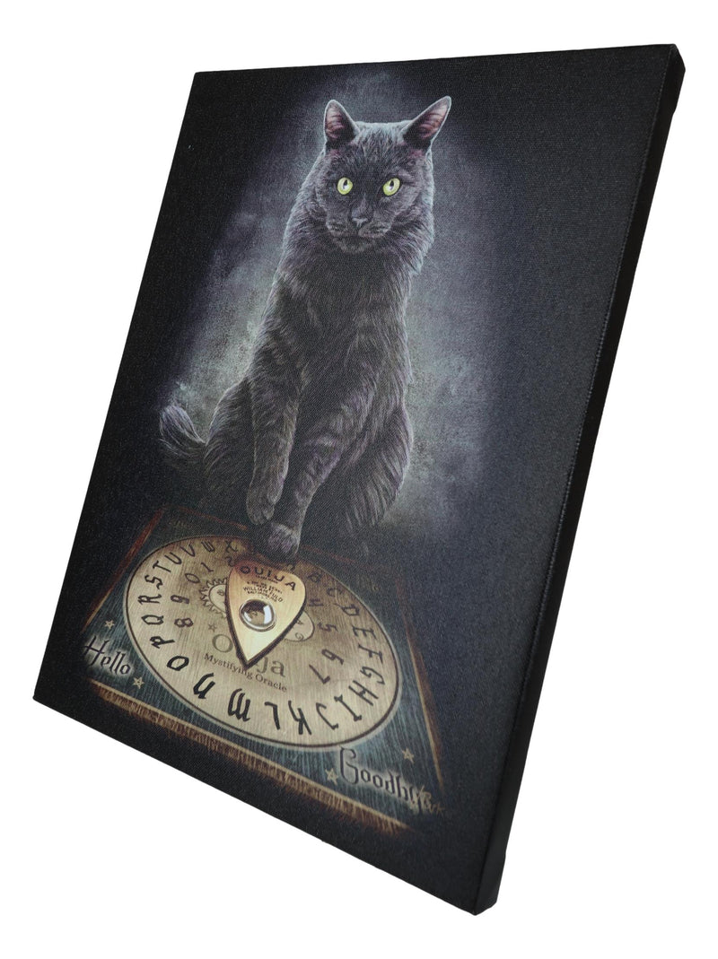 His Masters Voice Black Cat With Ouija Board Wicca Wood Framed Canvas Wall Decor