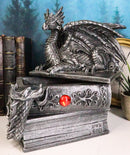 Medieval Fantasy Dragon Guardian of Knowledge Secret Trinket Box Figurine 8.25"H