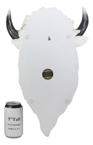 Ebros Sacred Lightning White Buffalo Wall Decor 18"H Faux Bison Head Taxidermy