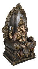 Vastu Hindu God Of Success Ganesha On Throne Figurine With Fiber Optics Light