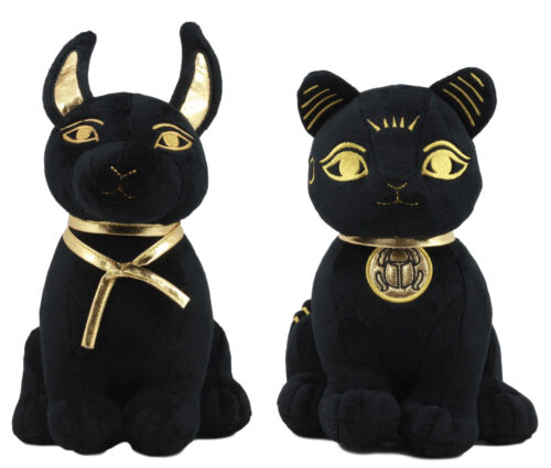 Egyptian Gods Anubis Jackal Dog And Bastet Cat Plush Toys Set Of 2 Stuffed Dolls