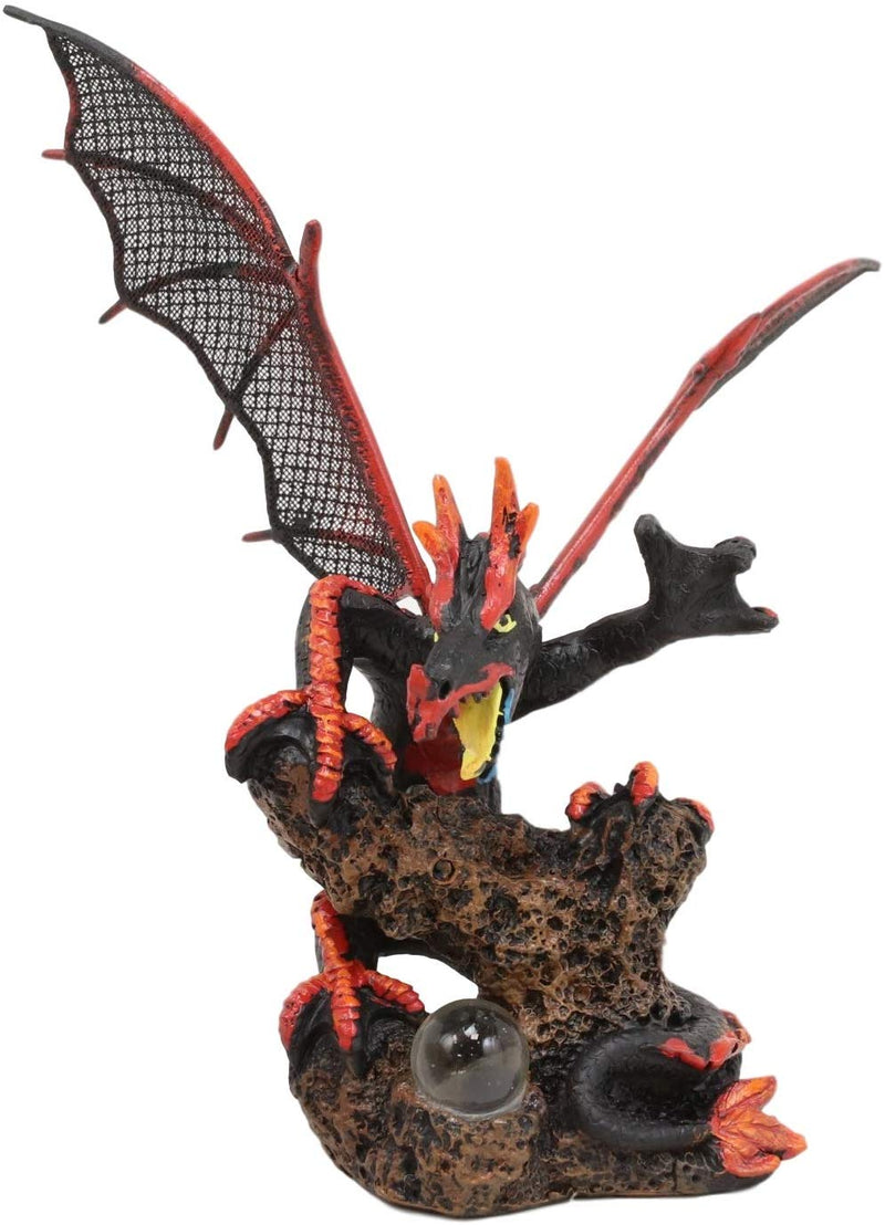 Ebros Red and BlackBattle Hardened Volcano Pterosaur Dragon Figurine 6" Long