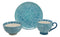 Ebros Aqua Blue Swirls Contemporary Designer Ceramic Dinnerware Bowl Mug Plate Set