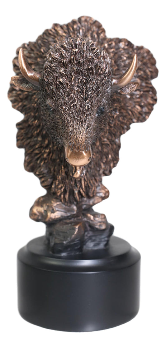 Ebros Rustic Southwestern American Bison Bust Electroplated Bronze Finish Statue - Ebros Gift