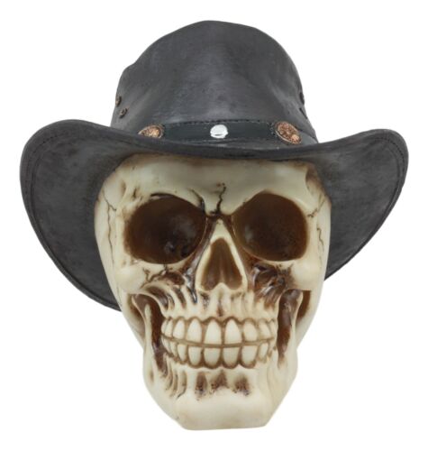 Western Cowboy Rodeo Skull Statue 6.75"Long Day Of The Dead Skull Figurine