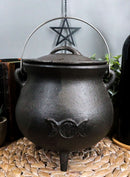 Cast Iron Wicca Triple Moon Shaman Spiral Goddess Cauldron With Handle and Lid