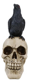Quoth The Raven Nevermore Black Crow With Red Eyes On Macabre Skull Figurine