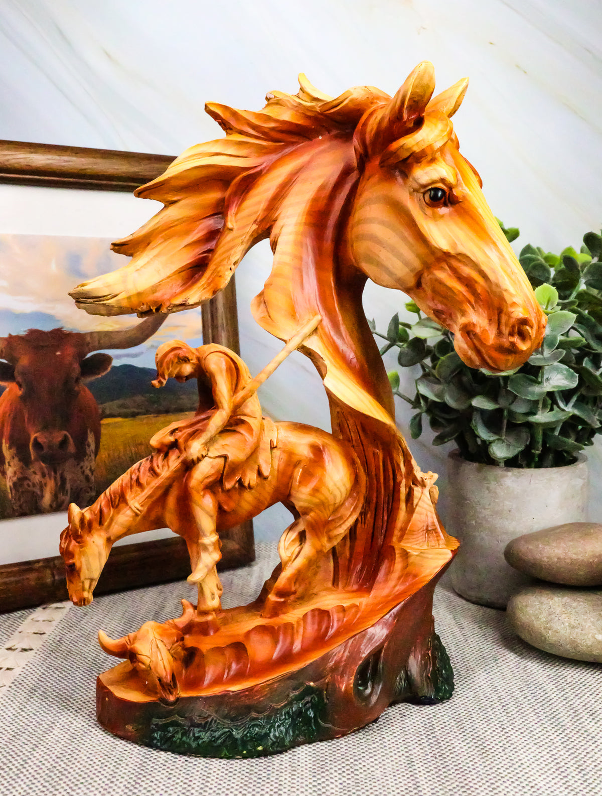 Ebros Faithful Steed End of The Trail Statue 9" Tall Wooden Horse Bust - Ebros Gift