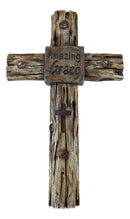 Ebros Rustic Western Amazing Grace With Nail Heads Faux Wood Wall Cross Decor Plaque